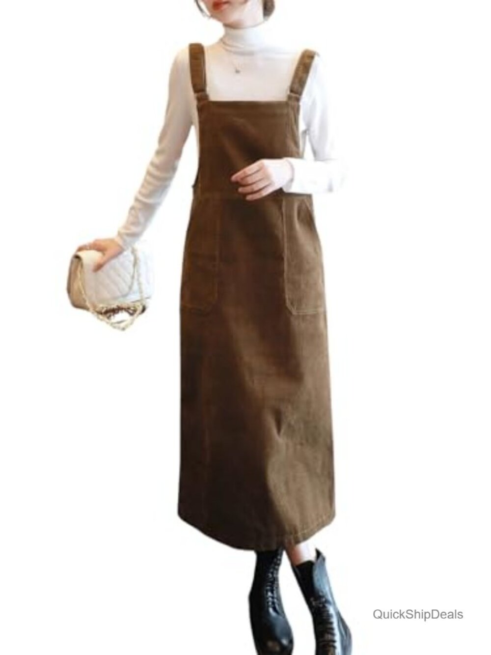 Women's Corduroy Overall Dress Sleeveless Suspenders